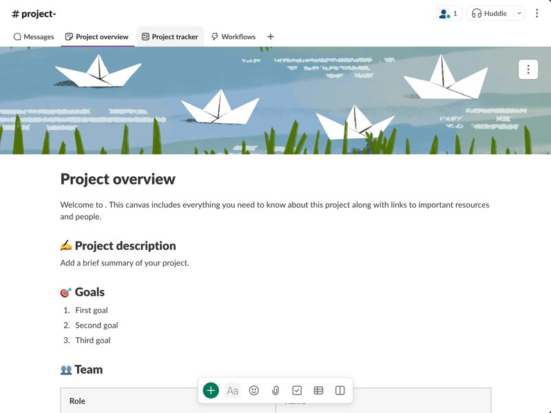Everything you need to keep a project running, from a brief for kickoff to a tracker for everyday tasks, as well as space for real-time conversations.