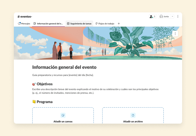 Plantillas para ayudarte a planificar y llevar a cabo un evento. 